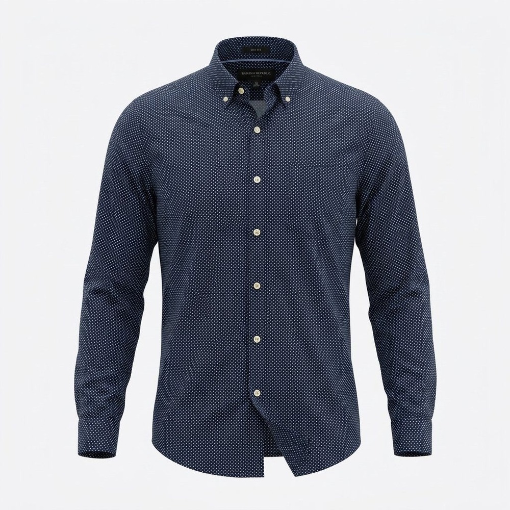 Banana Republic Mens Slim Fit Navy Floral Micro Print Button‎ Down Shirt M FA19